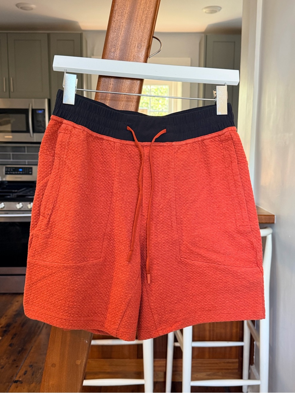 lululemon athletica At Ease Orange Knit Shorts with Black Waistband